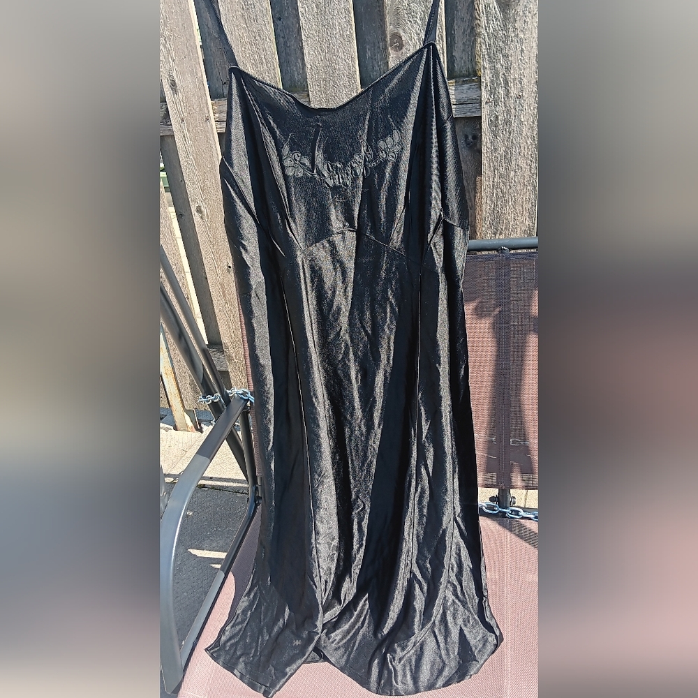 Black Satin Slip with Spaghetti Straps